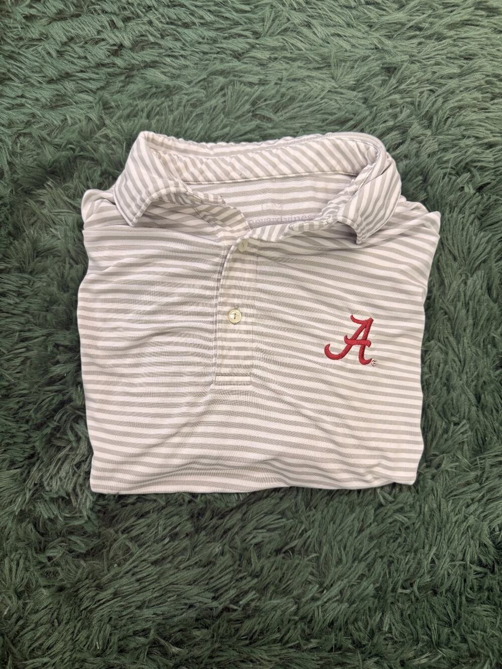 Vineyard Vines Men's M Medium Alabama Crimson Tide Performance Polo Gray White